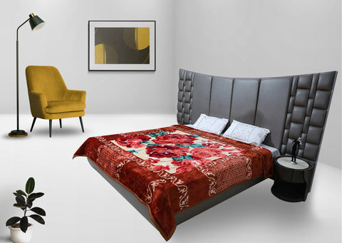 RIAN Super Soft Rim Rose Floral Design Heavy Blanket for Double Bed (Multi Color)