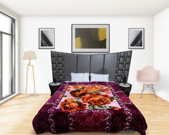 RIAN Super Soft Rim Rose Floral Design Heavy Blanket for Double Bed (Multi Color)