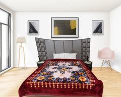 RIAN Super Soft Cloudy Floral Design Blanket for Double Bed (Multi Color)