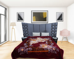 RIAN Ultra Soft Luxurious Warm Indian Garden Print Mink Blanket Double Bed for Heavy Winter - Multicolor