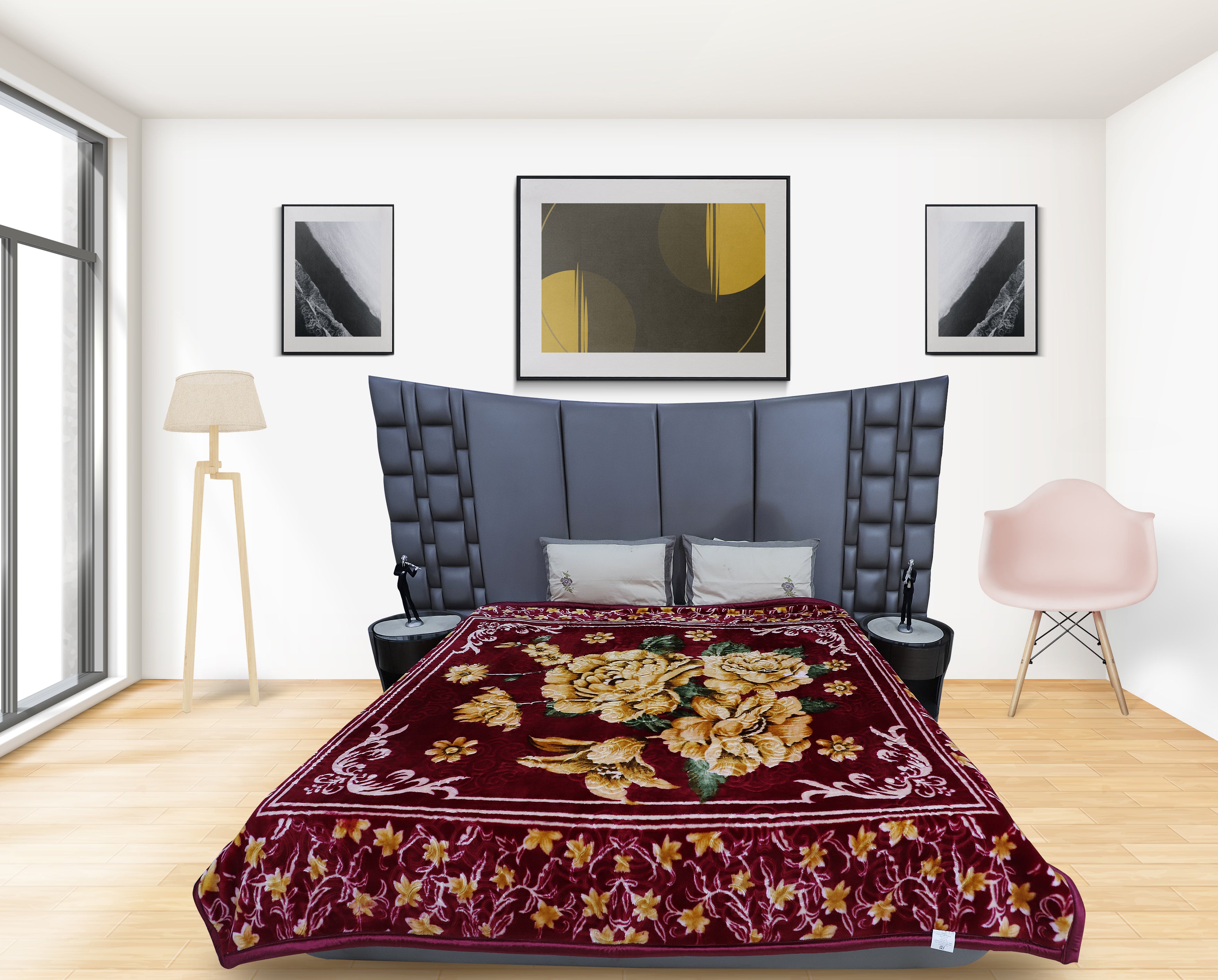 RIAN Ultra Soft Luxurious Warm Indian Dark Flower Mink Blanket