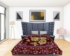 RIAN Ultra Soft Luxurious Warm Indian Dark Flower Mink Blanket Double Bed for Heavy Winter - Multicolor