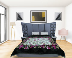 RIAN Ultra Soft Luxurious Warm Indian Retro Floral Mink Blanket Double Bed for Heavy Winter - Multicolor