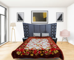 RIAN Ultra Soft Luxurious Warm Indian Retro Floral Mink Blanket Double Bed for Heavy Winter - Multicolor