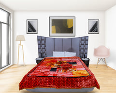 RIAN Super Soft Orchid Floral Design Heavy Blanket for Double Bed (Multi Color)
