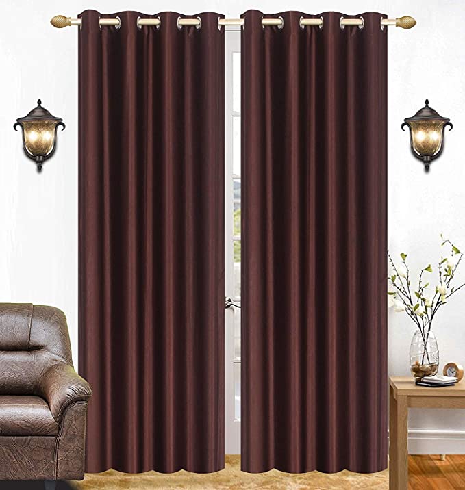 RIAN Solid Blackout Curtain for Door (Brown)