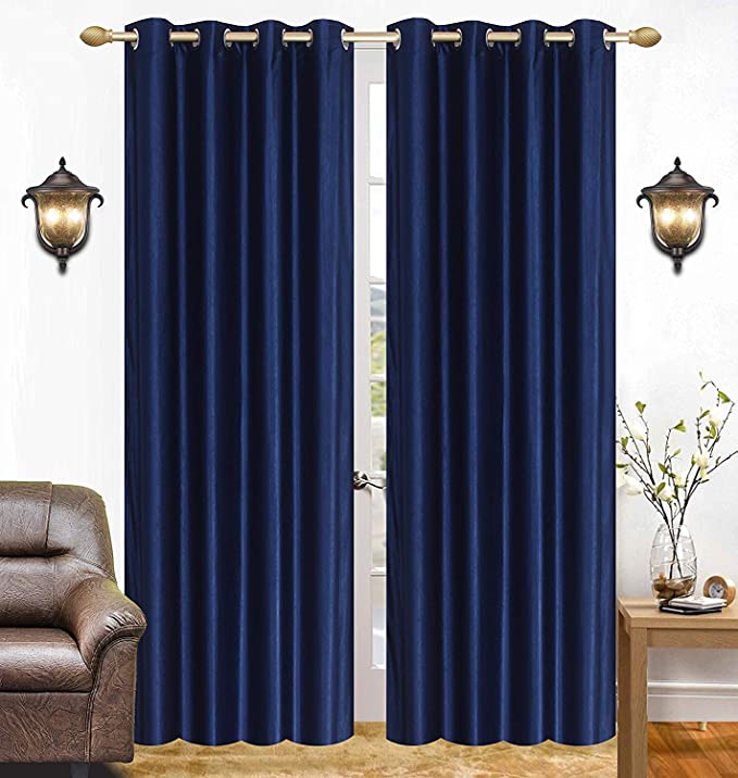 RIAN Solid Blackout Curtain for Door (Blue)