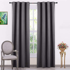 RIAN Solid Blackout Curtain for Door (Silver)