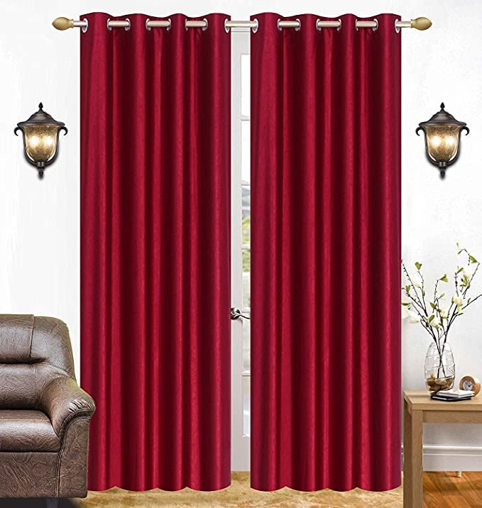 RIAN Solid Blackout Curtain for Door (Maroon)