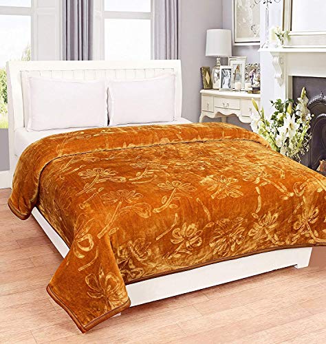 RIAN Super Soft Mink Plain Blanket for Double Bed (Camel Gold)