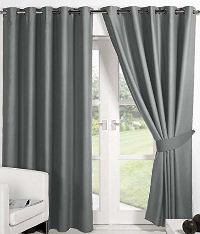RIAN Solid Blackout Curtain for Door (Silver)