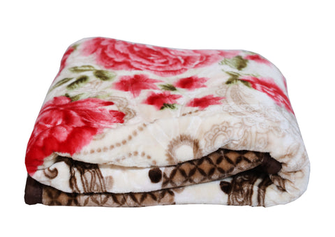 RIAN Ultra Soft Luxurious Warm Indian Rose Floral Mink Blanket Single Bed for Mild Winter 2.5kg-Multicolor (230cm X 150 cm)