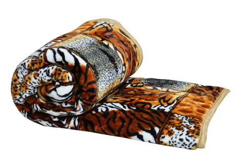 RIAN Tiger Print Mink Blanket for Double Bed( Multi Color )