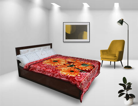 RIAN Ultra Soft Luxurious Warm Indian Dahlia Mink Blanket Single Bed for Mild Winter 2.5kg-Multicolor(230cm X 150 cm)