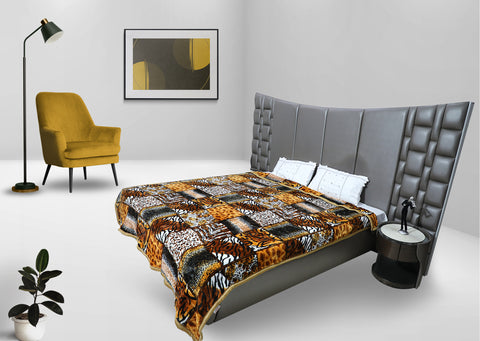 RIAN Tiger Print Mink Blanket for Double Bed( Multi Color )