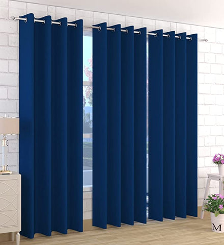RIAN Solid Blackout Curtain for Door (Blue)