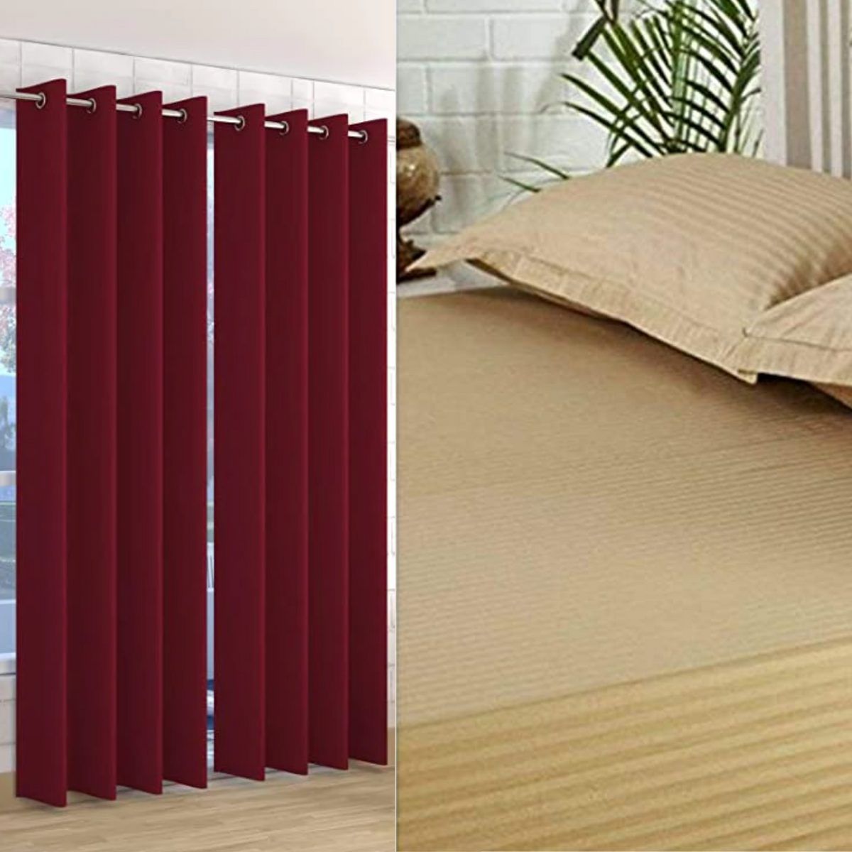 Double Bed Bedsheet + 9 Feet Curtain Combo