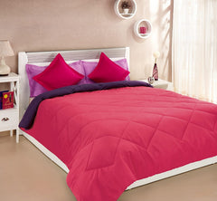 RIAN Microfiber All-Weather Double Bed Reversible Comforter (Pink)