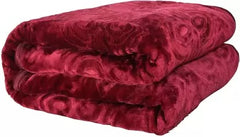 RIAN Super Soft Mink Plain Blanket for Double Bed (Maroon)