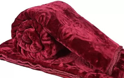 RIAN Super Soft Mink Plain Blanket for Double Bed (Maroon)