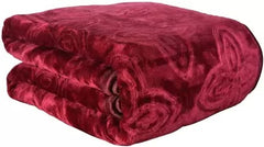 RIAN Super Soft Mink Plain Blanket for Double Bed (Maroon)