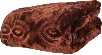 RIAN Super Soft Mink Plain Blanket for Double Bed (Brown)