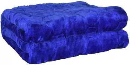 RIAN Super Soft Mink Plain Blanket for Double Bed (Blue)