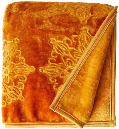 RIAN Super Soft Mink Plain Blanket for Double Bed (Camel Gold)