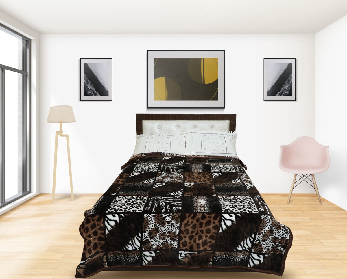 RIAN Tiger Print Mink Blanket for Single Bed ( Multi Color )