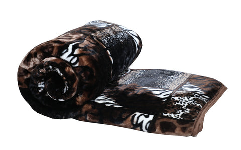 RIAN Tiger Print Mink Blanket for Single Bed ( Multi Color )